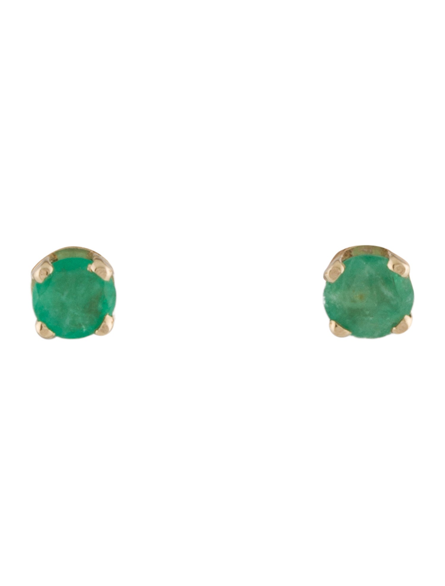 Earrings 14K Emerald Solitaire Stud Earrings