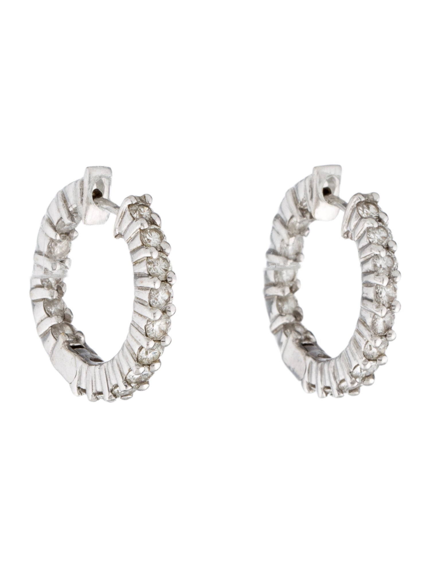 Earrings 18K 1.60ctw Diamond Inside Out Hoop Earrings