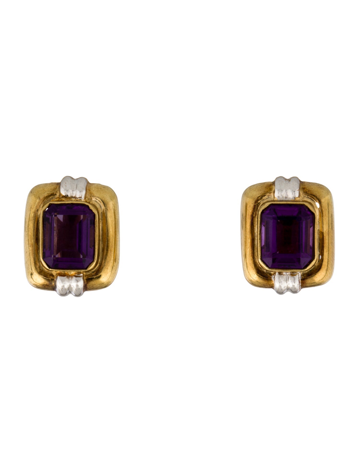 Earrings 18K 6.10ctw Amethyst Earclip Earrings