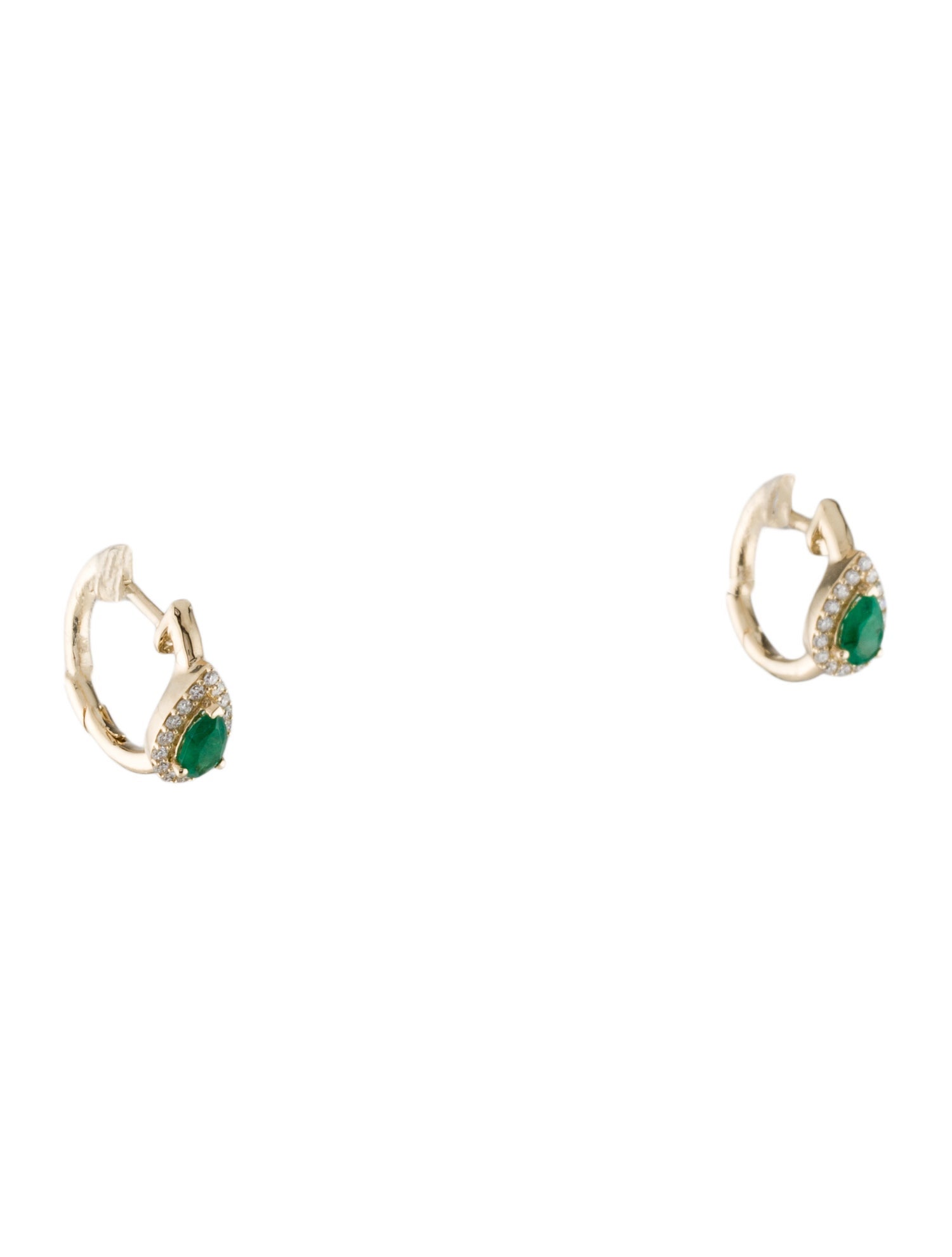Earrings 14K Emerald & Diamond Huggie Earrings