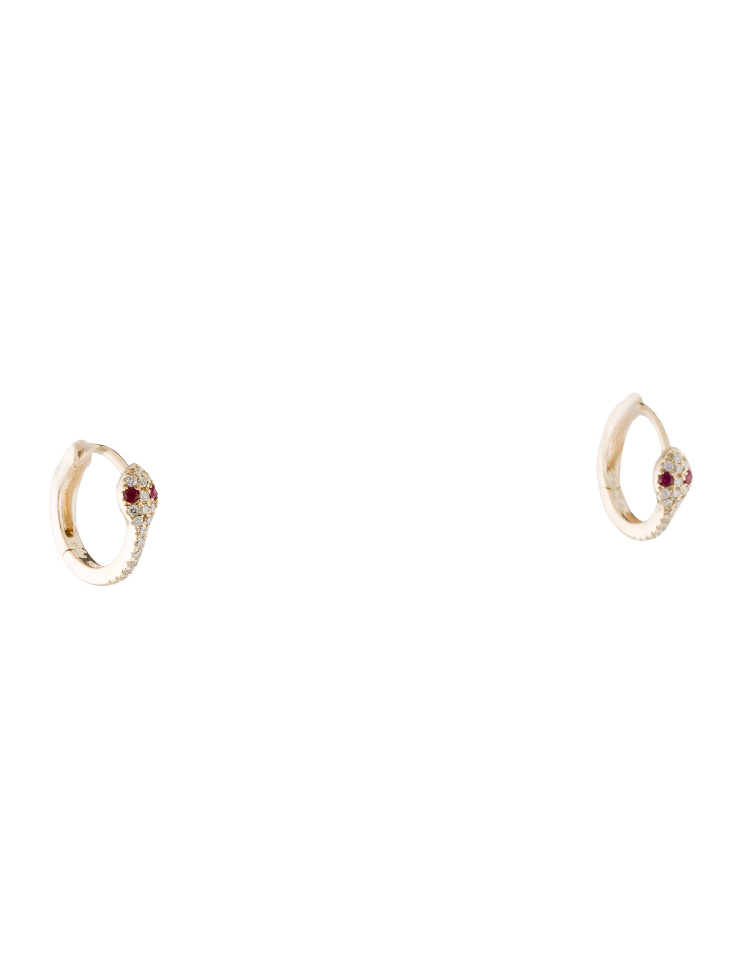 Earrings 14K Diamond & Ruby Snake Huggie