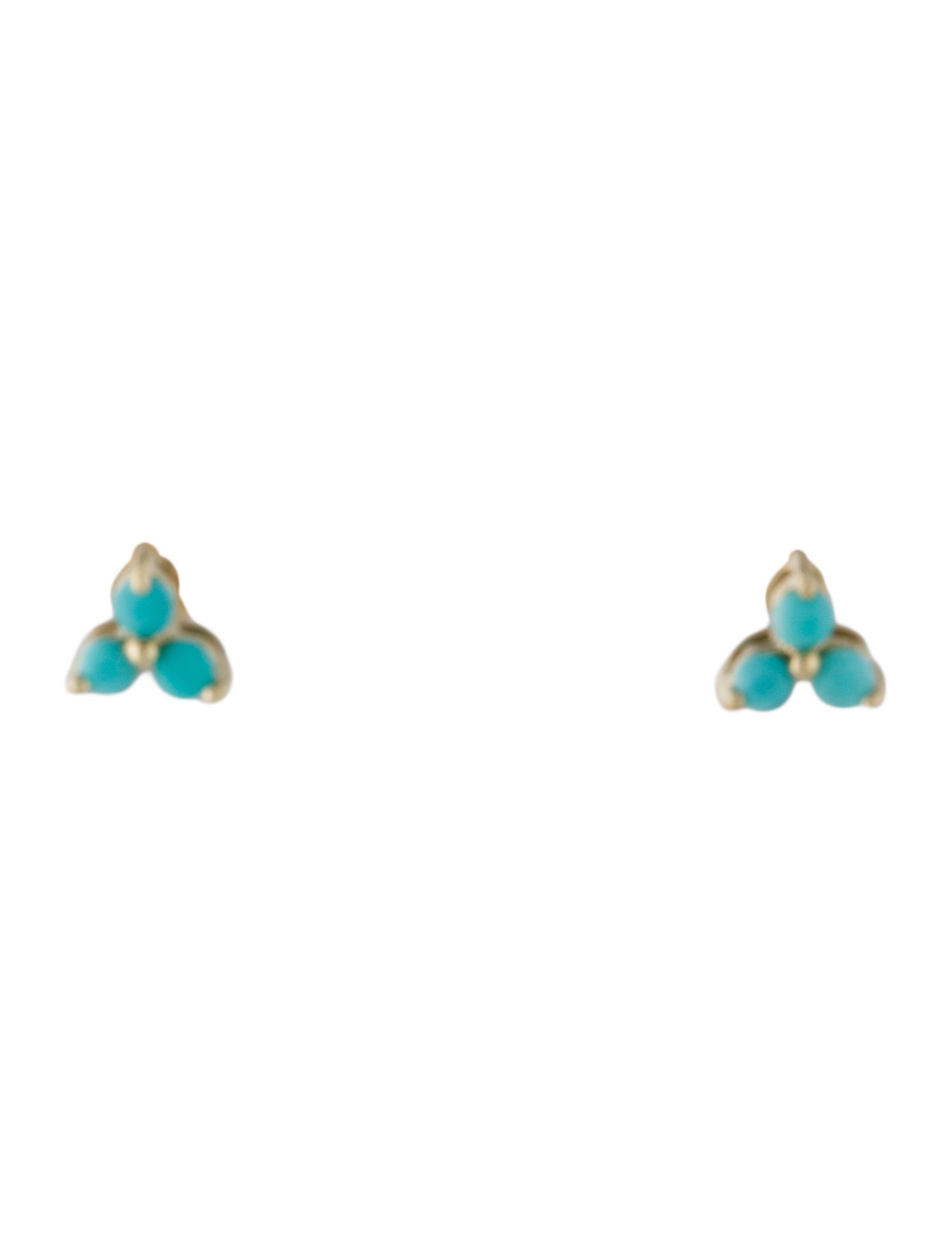 Earrings 14K Turquoise 3-Stone Stud Earrings