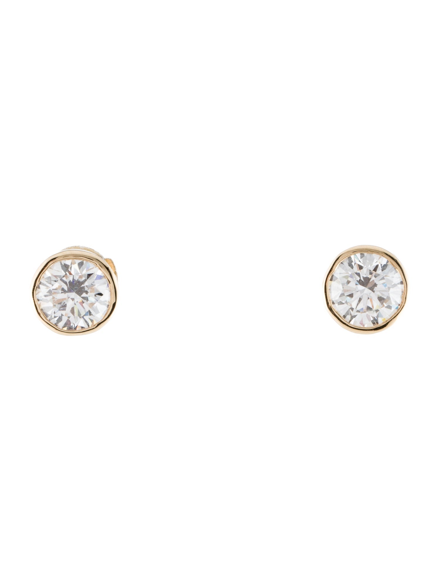 Earrings 14K 2.17ctw Lab-Grown Diamond Solitaire Bezel Set Stud Earrings