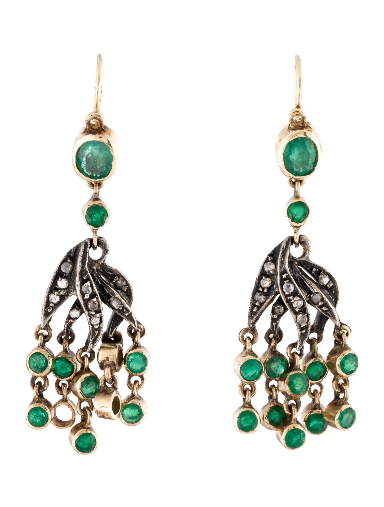 Earrings 2.39ctw Emerald & Diamond Chandelier