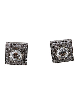 Earrings 14K 4.79ctw Diamond Square Jacket Stud