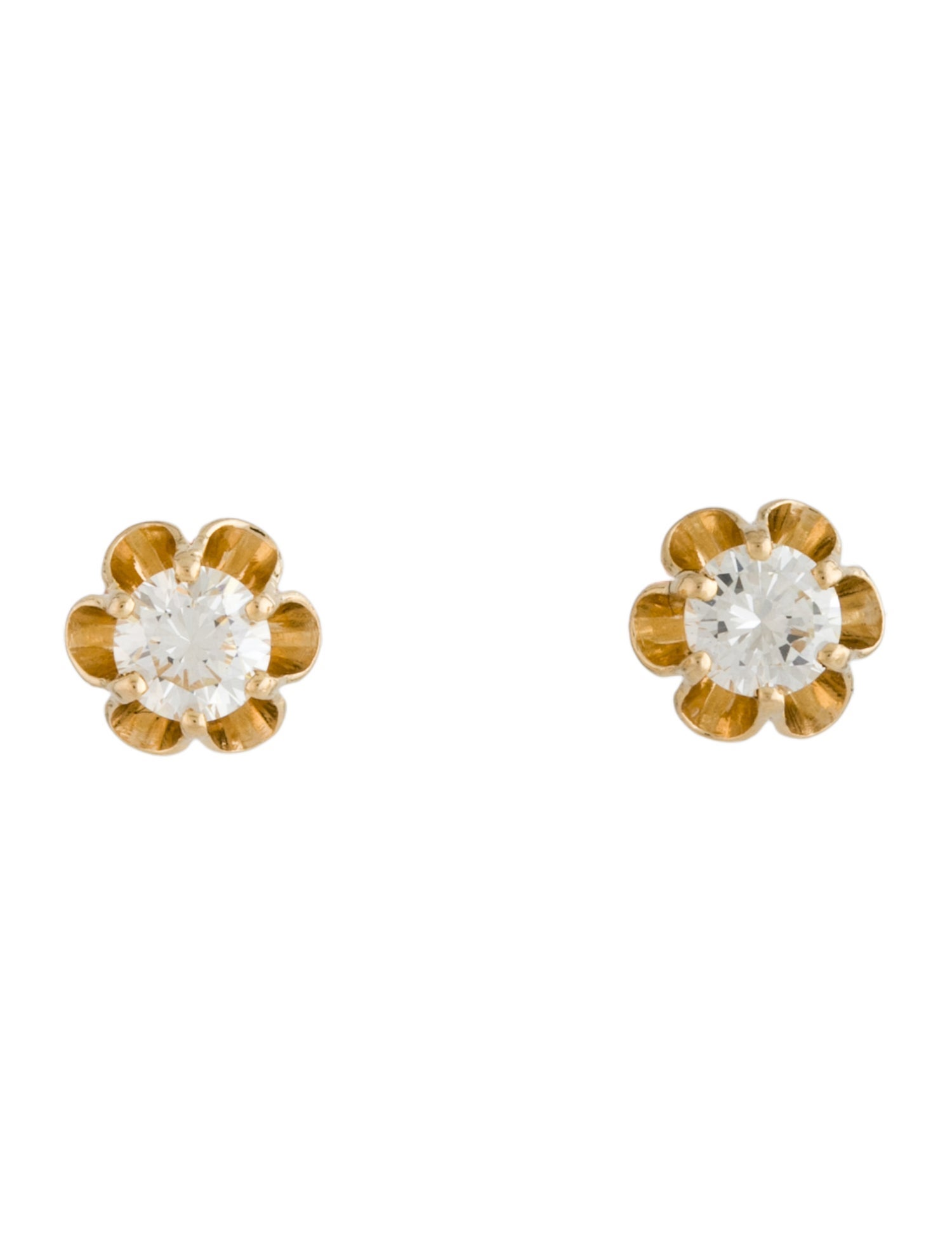 Earrings 14K Diamond Buttercup Stud Earrings