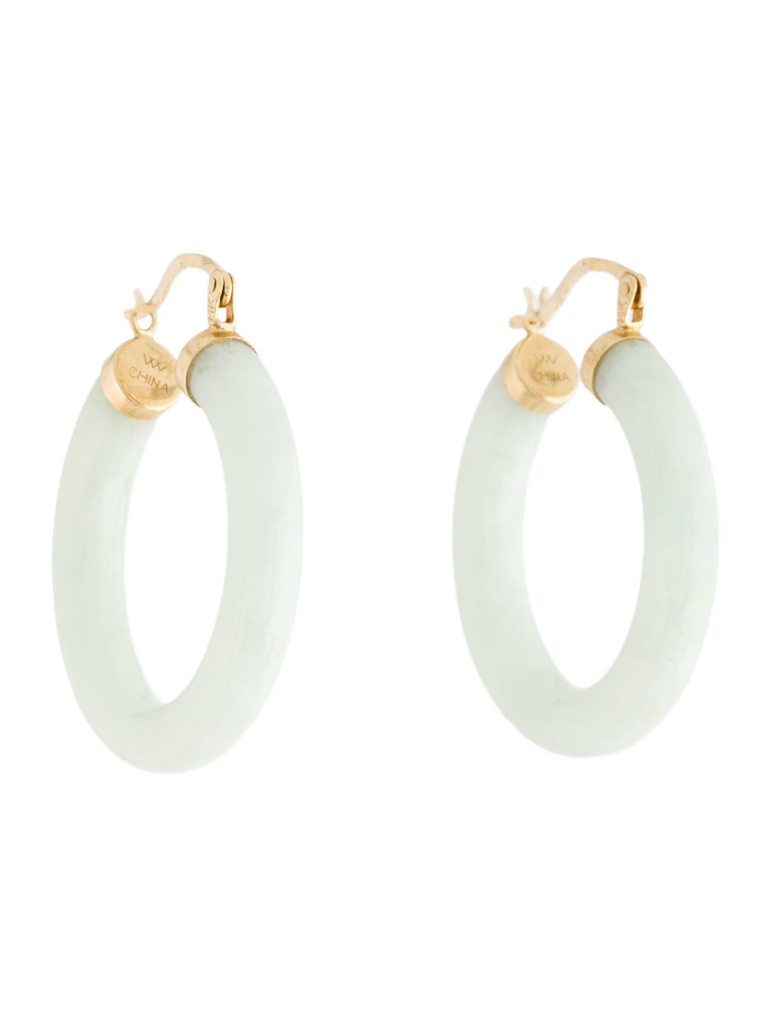Earrings 14K Jadeite Hoop