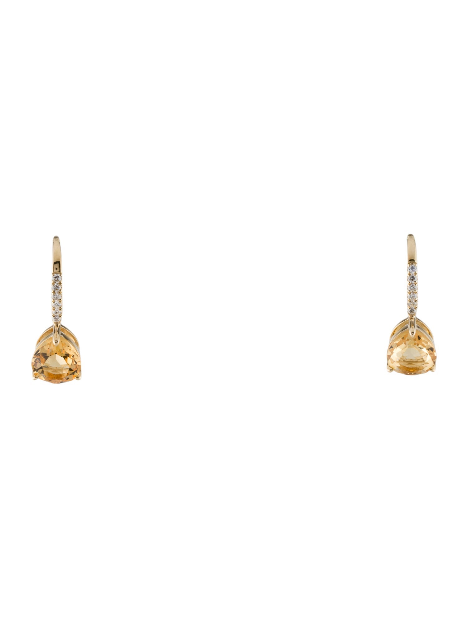 Earrings 14K 1.98ctw Citrine & Diamond Drop Earrings