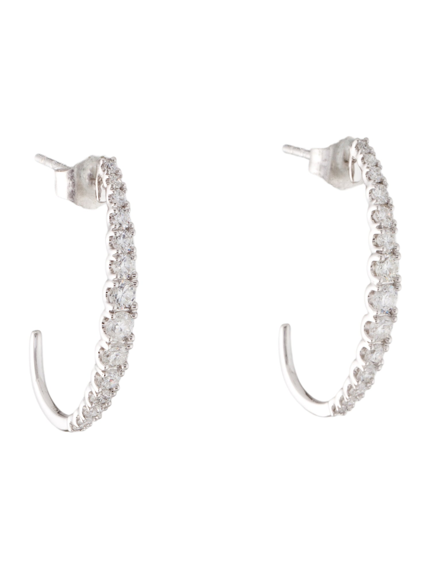 Earrings 14K Graduated Diamond Half Hoop Earrings