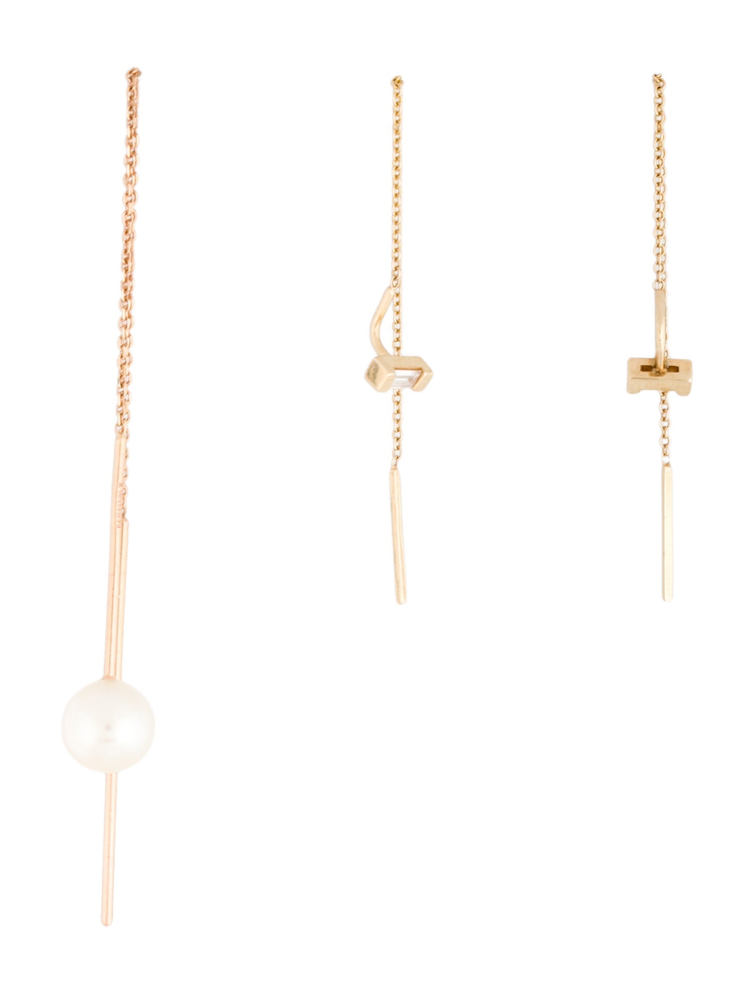 Earrings 14K Diamond & Pearl Drop Set