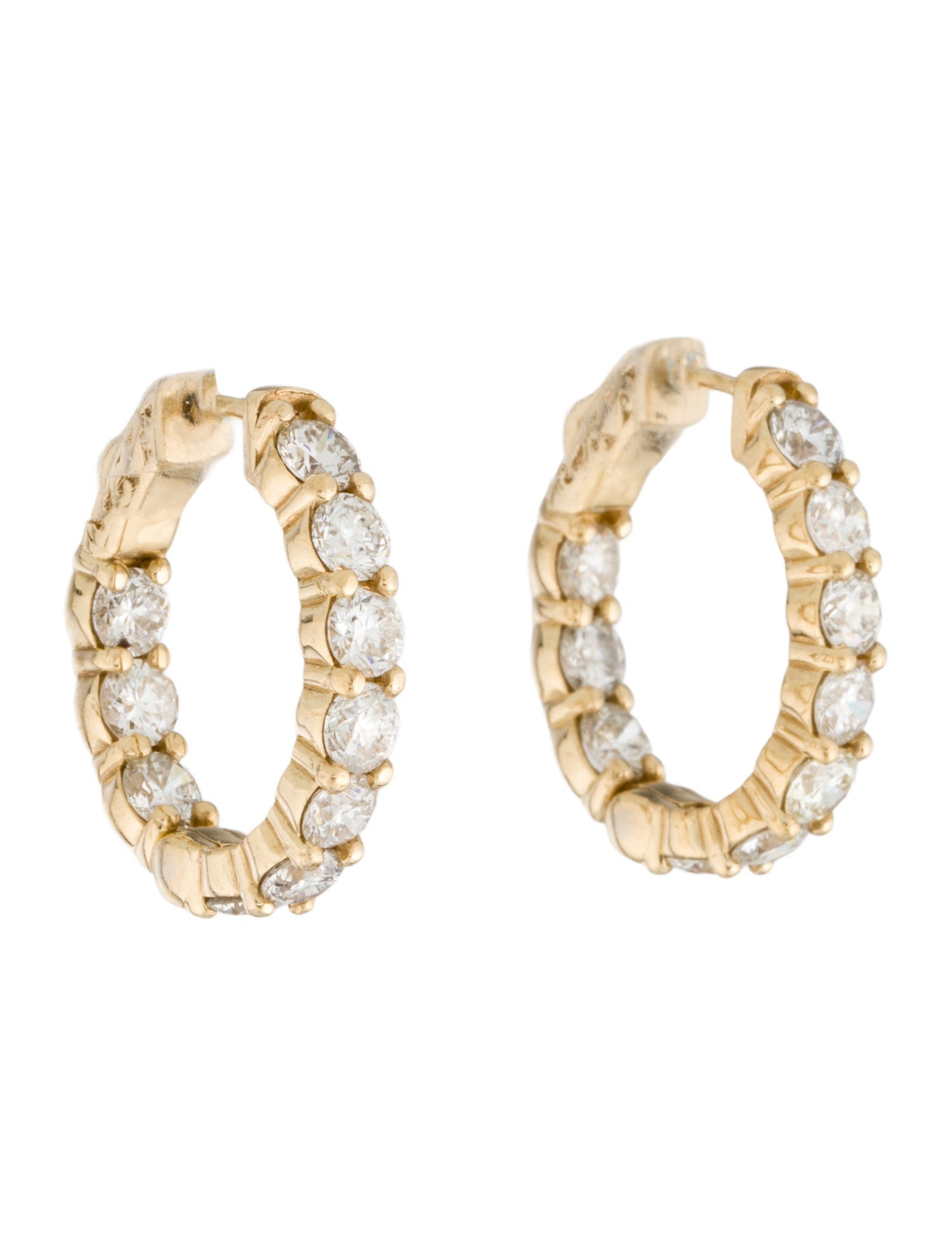 Earrings 14K 3.80ctw Diamond Inside Out Hoop Earrings