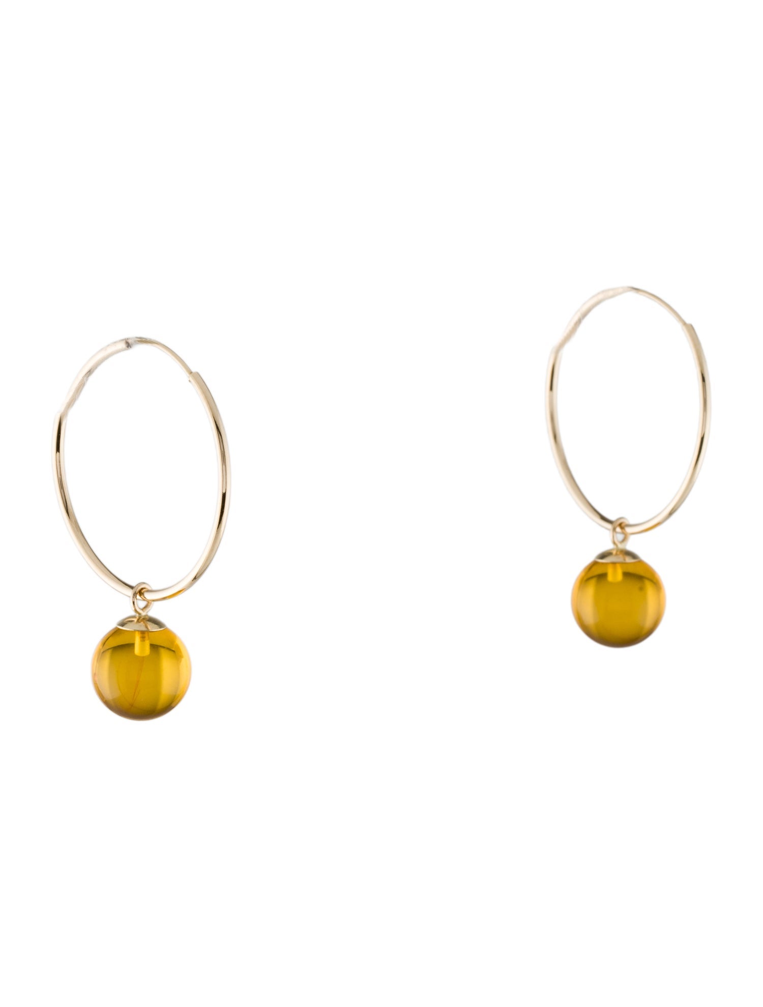 Earrings 14K Amber Hoop Drop Earrings