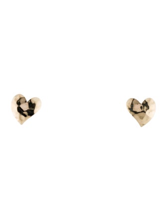 Earrings 14K Hammered Heart Stud Earrings