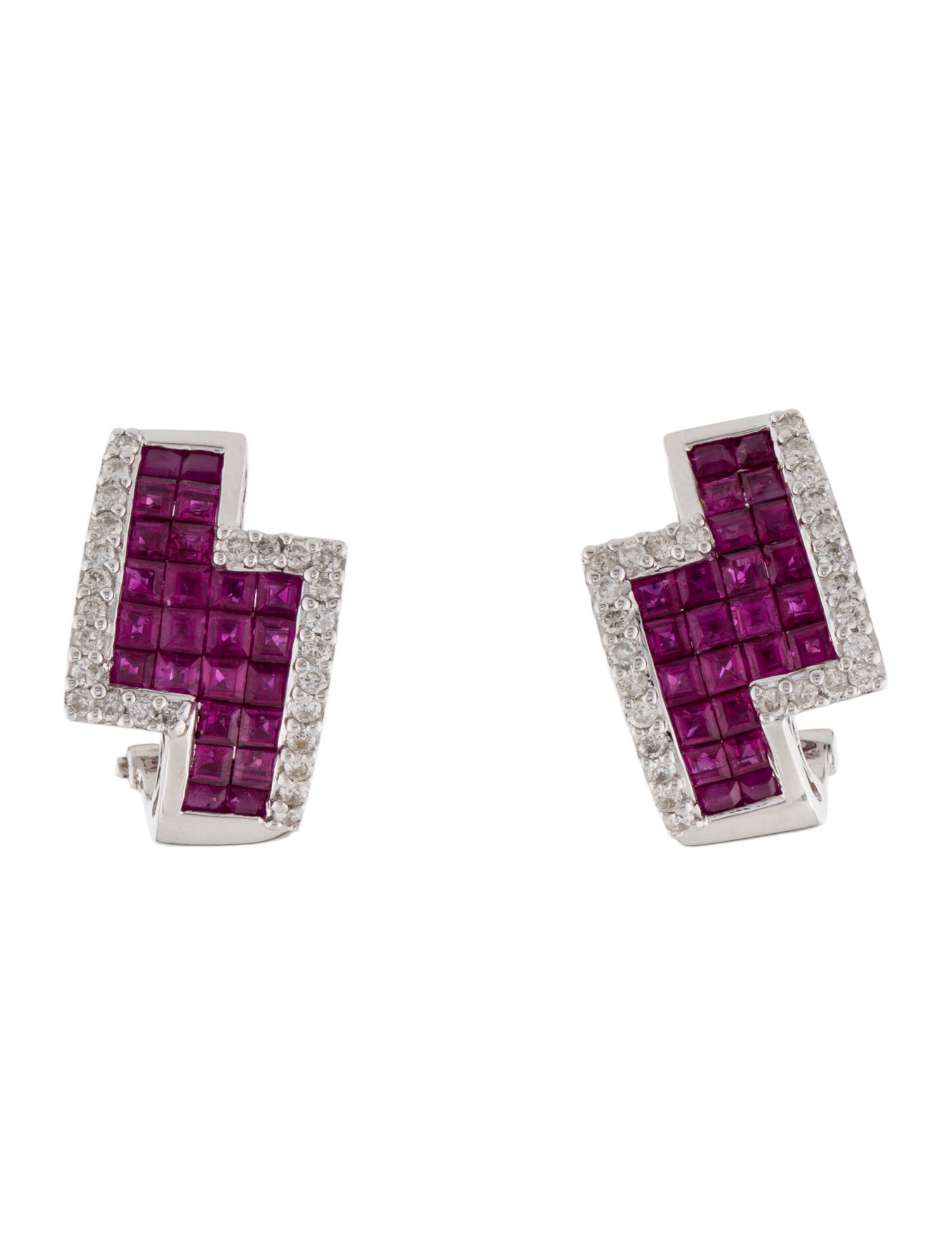 Earrings 14K 5.04ctw Ruby & Diamond Earclips