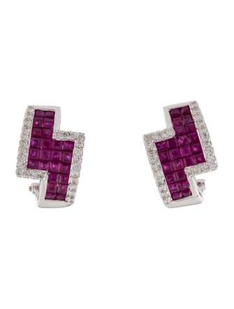 Earrings 14K 5.04ctw Ruby & Diamond Earclips