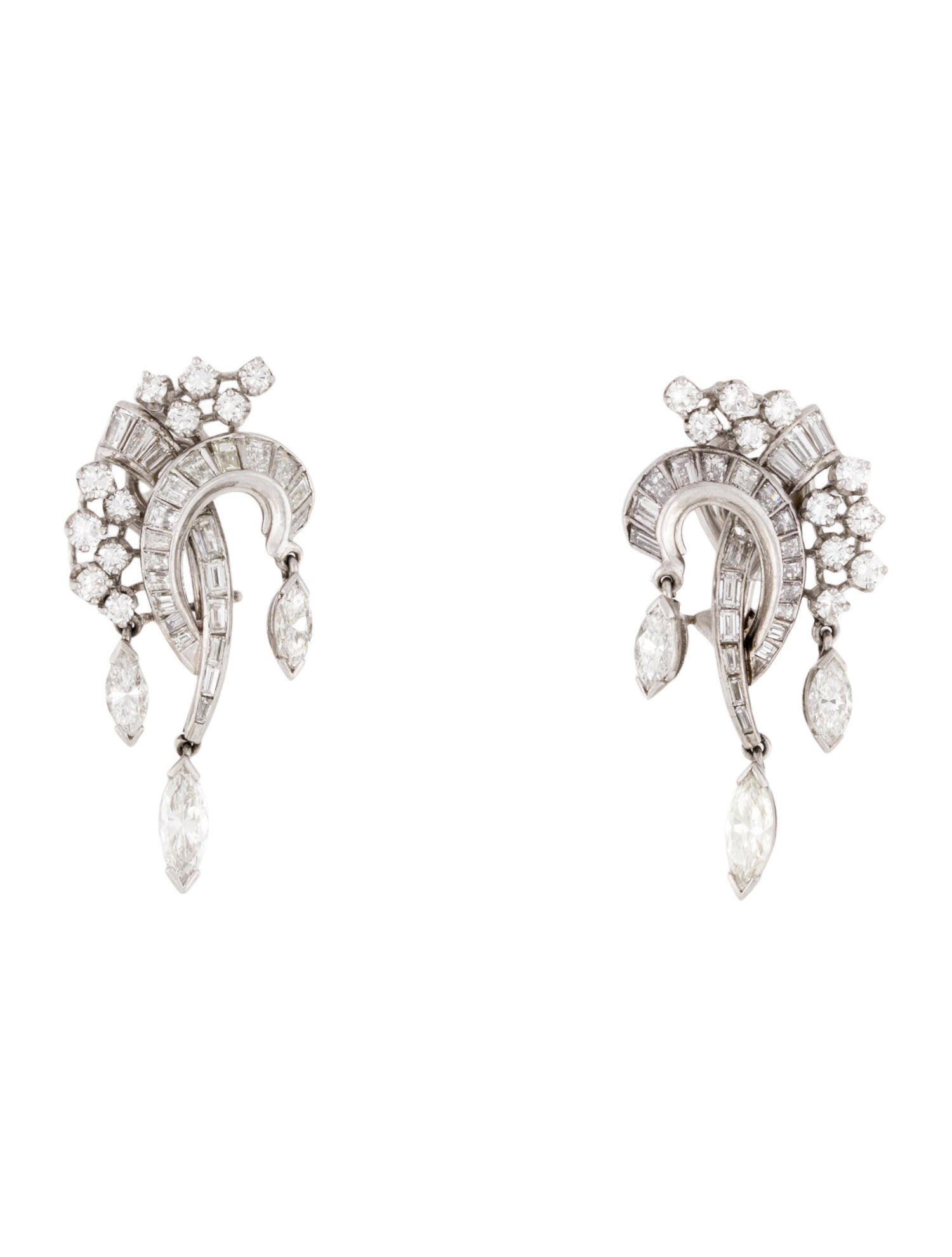 Earrings Platinum 3.77ctw Diamond Clip-On Earrings