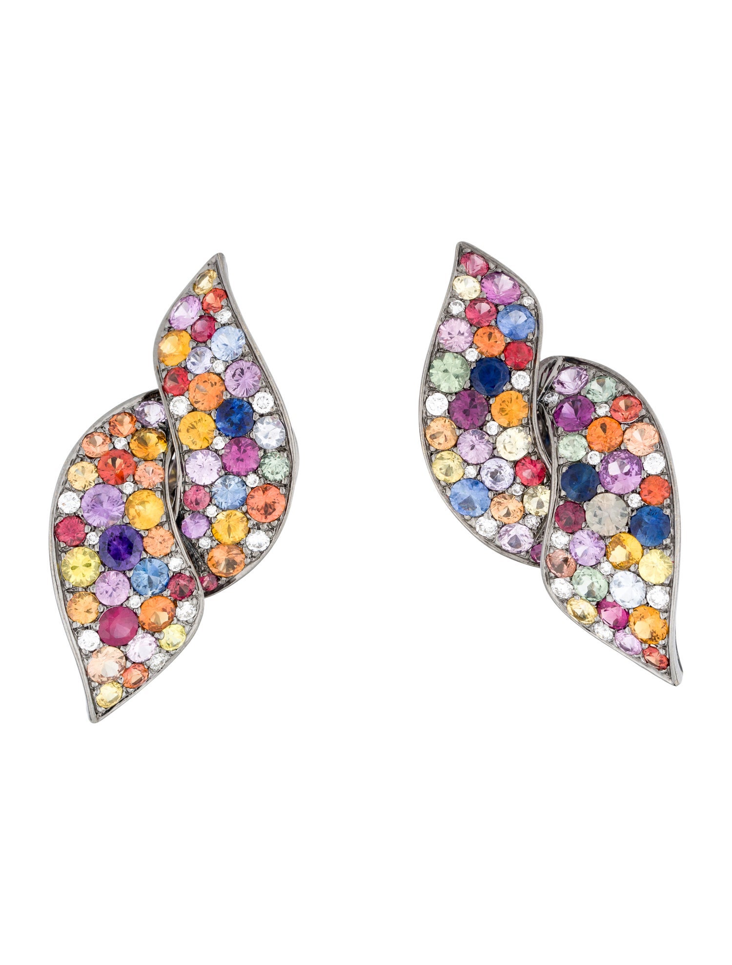 Earrings Tabbah 18K 11.36ctw Sapphire & Diamond Clip-On