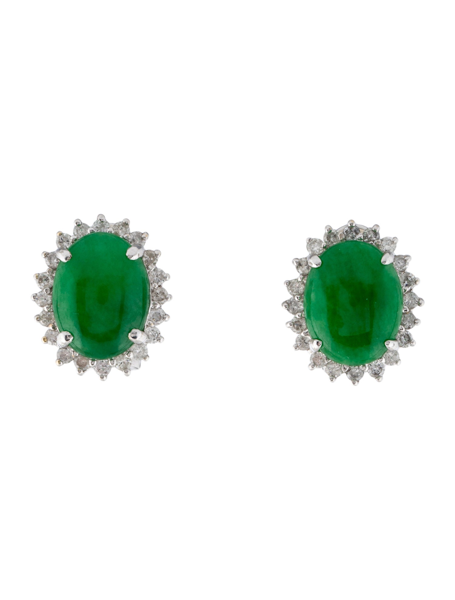 Earrings 18K 6.18ctw Dyed Jadeite & Diamond Clip-On