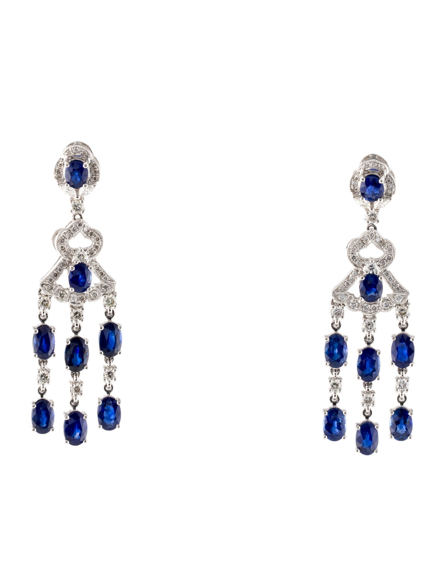 Earrings 18K Sapphire & Diamond Drop