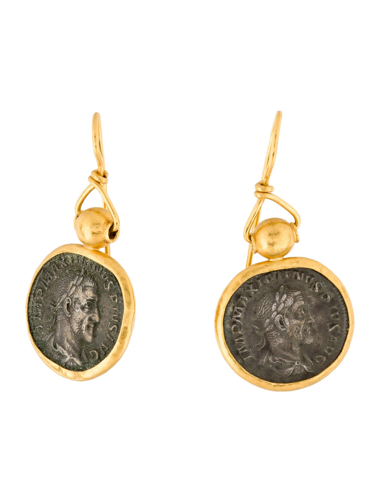 Earrings 20K Roman Coin Drop Earrings
