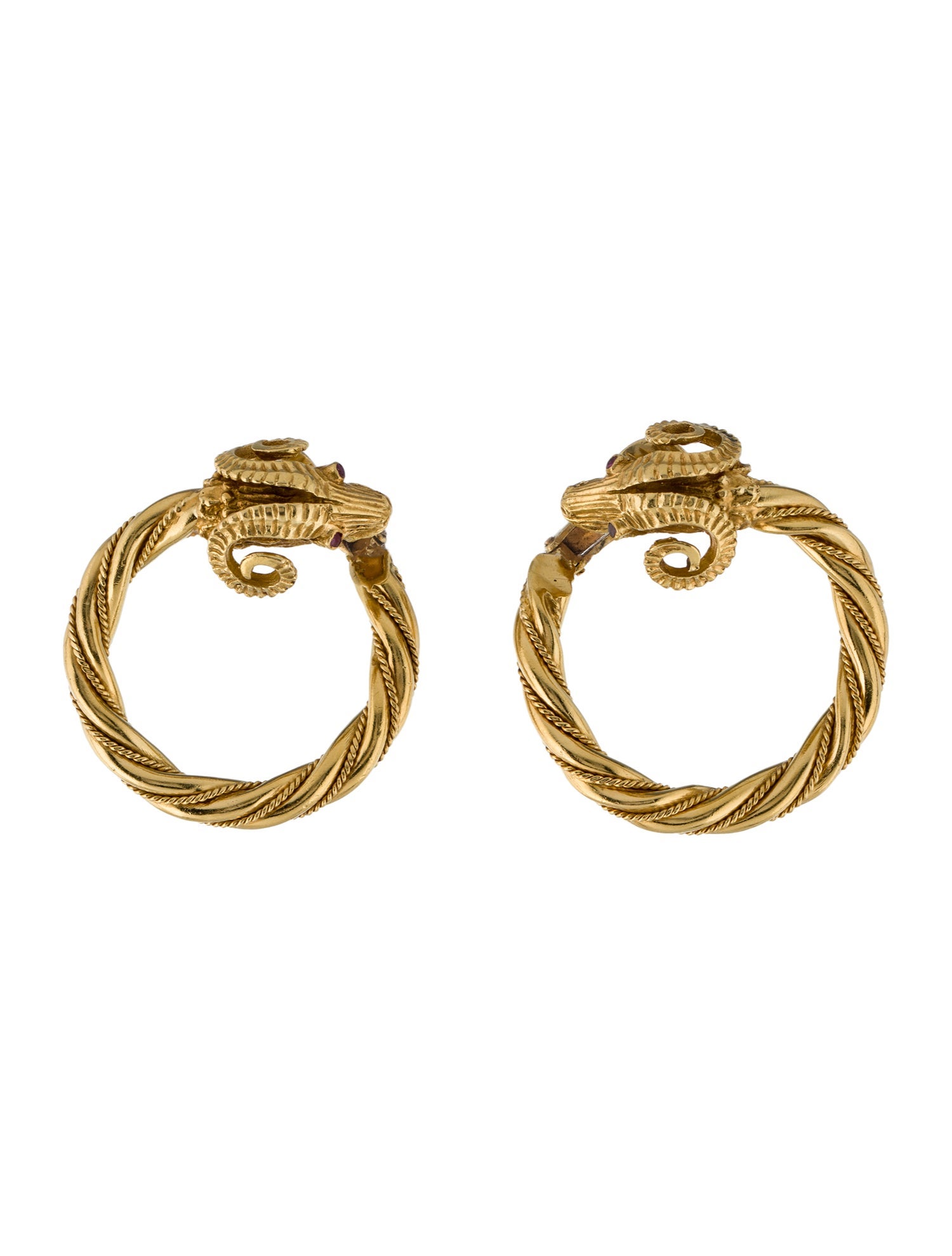 Earrings 18K Ruby Dragon Hoop Earclips