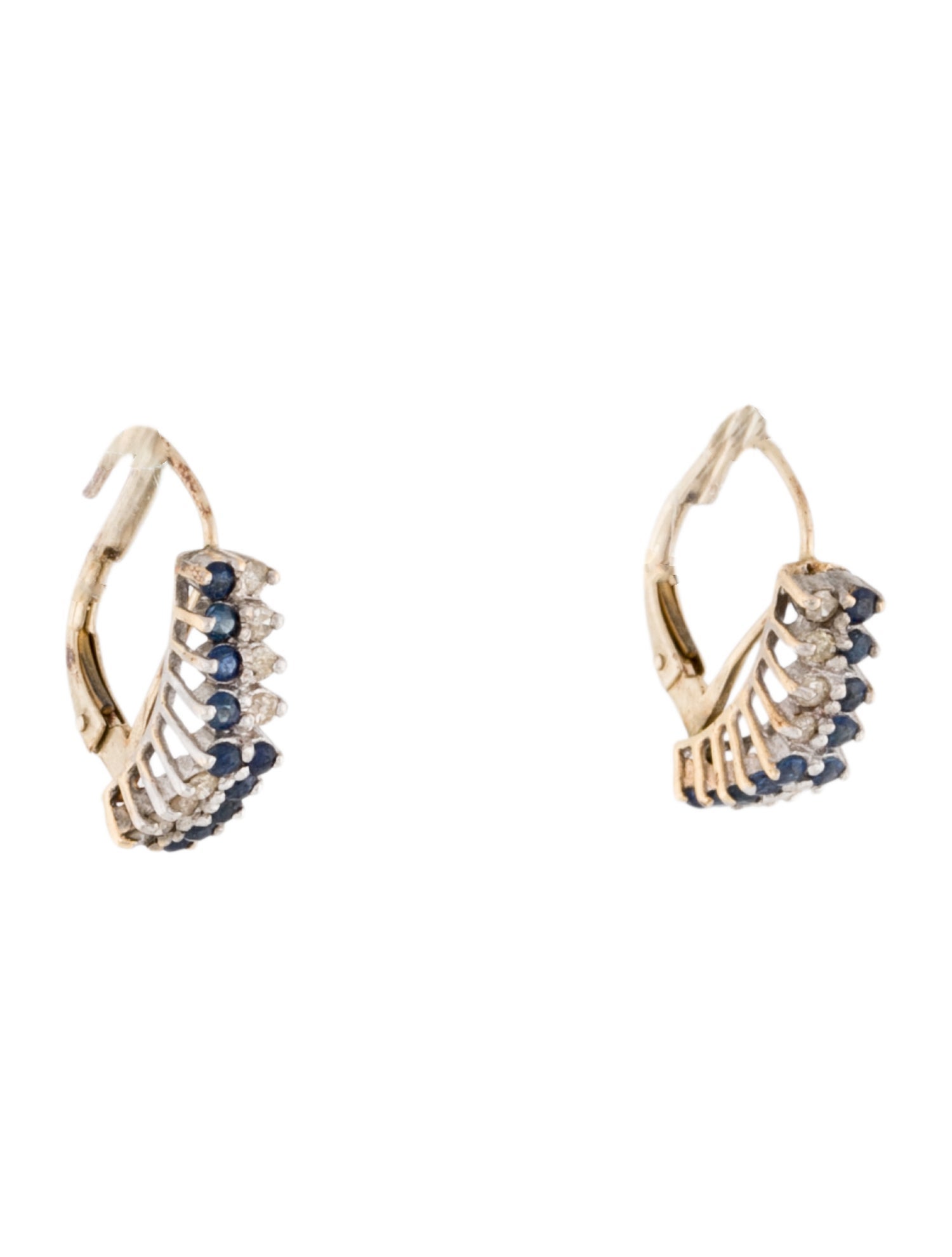 Earrings 14K Sapphire & Diamond Hoop