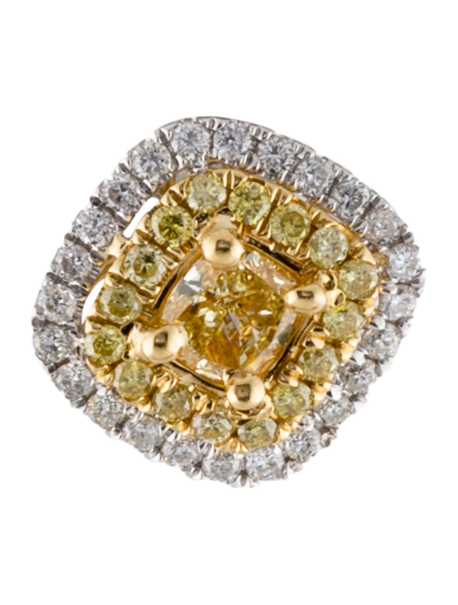 Earrings 18K Diamond Double Halo Single Stud