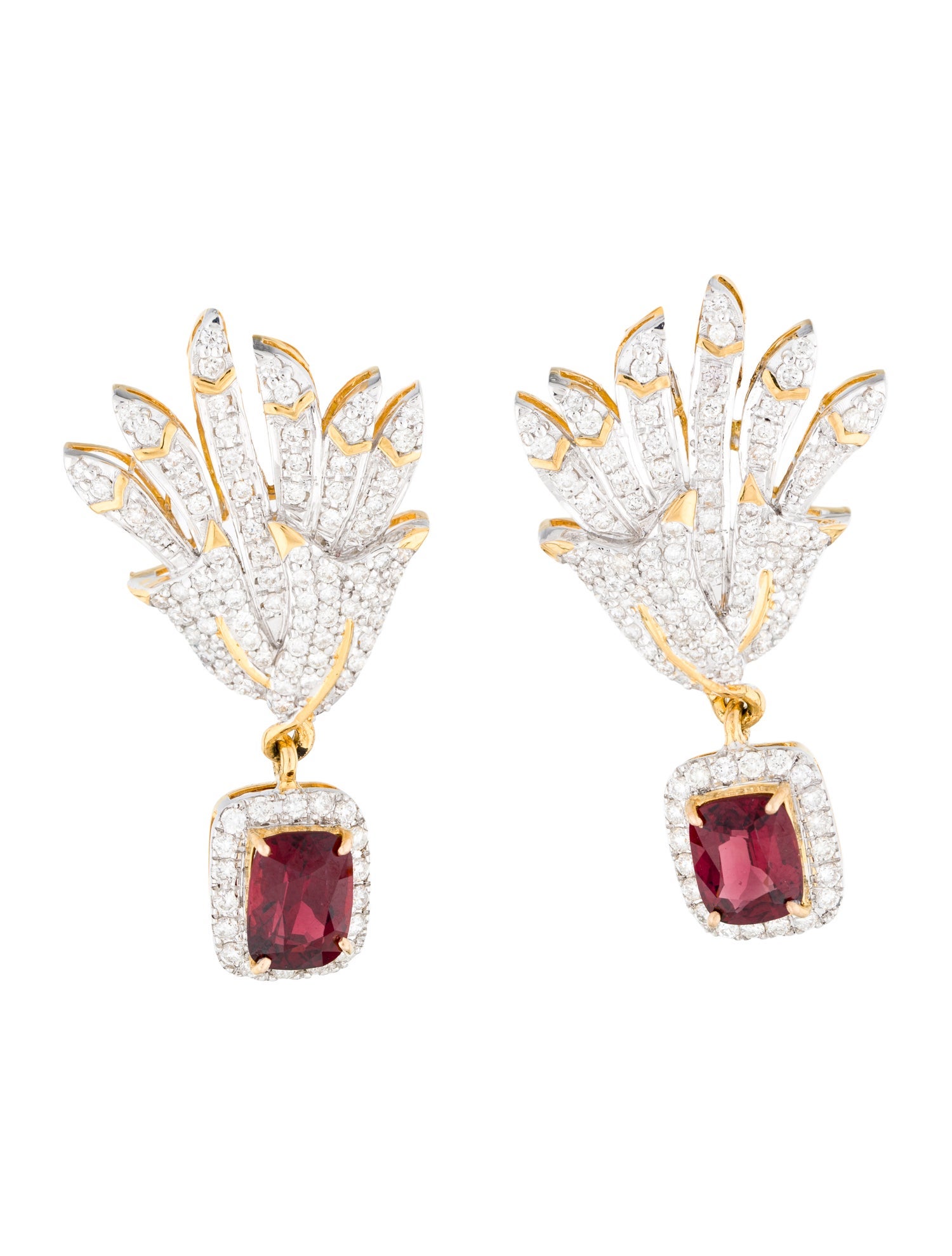 Earrings 18K 4.03ctw Unheated Burmese Spinel & 1.93ctw Diamond Drop Earrings