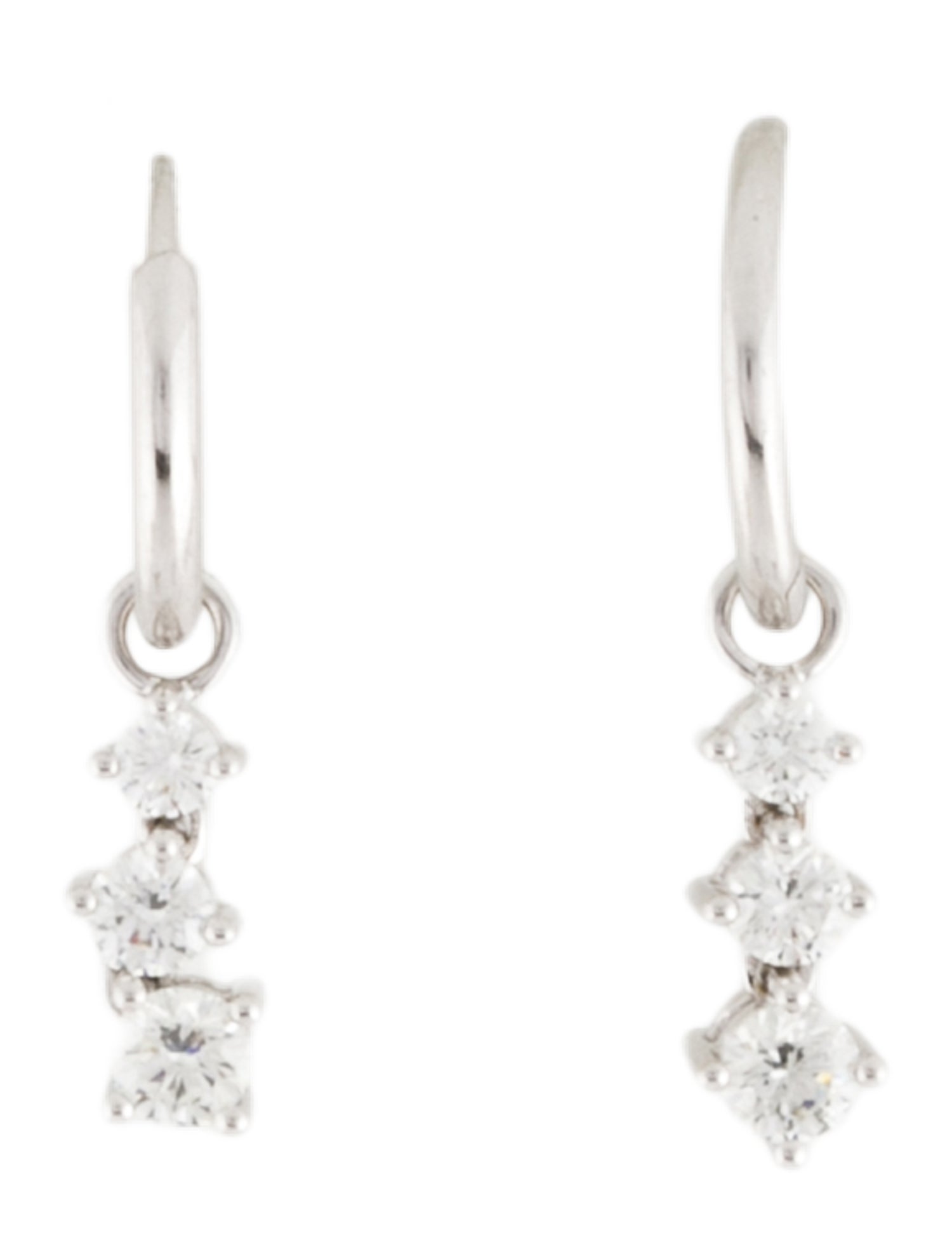 Earrings 18K Three stone Dangle Earrings