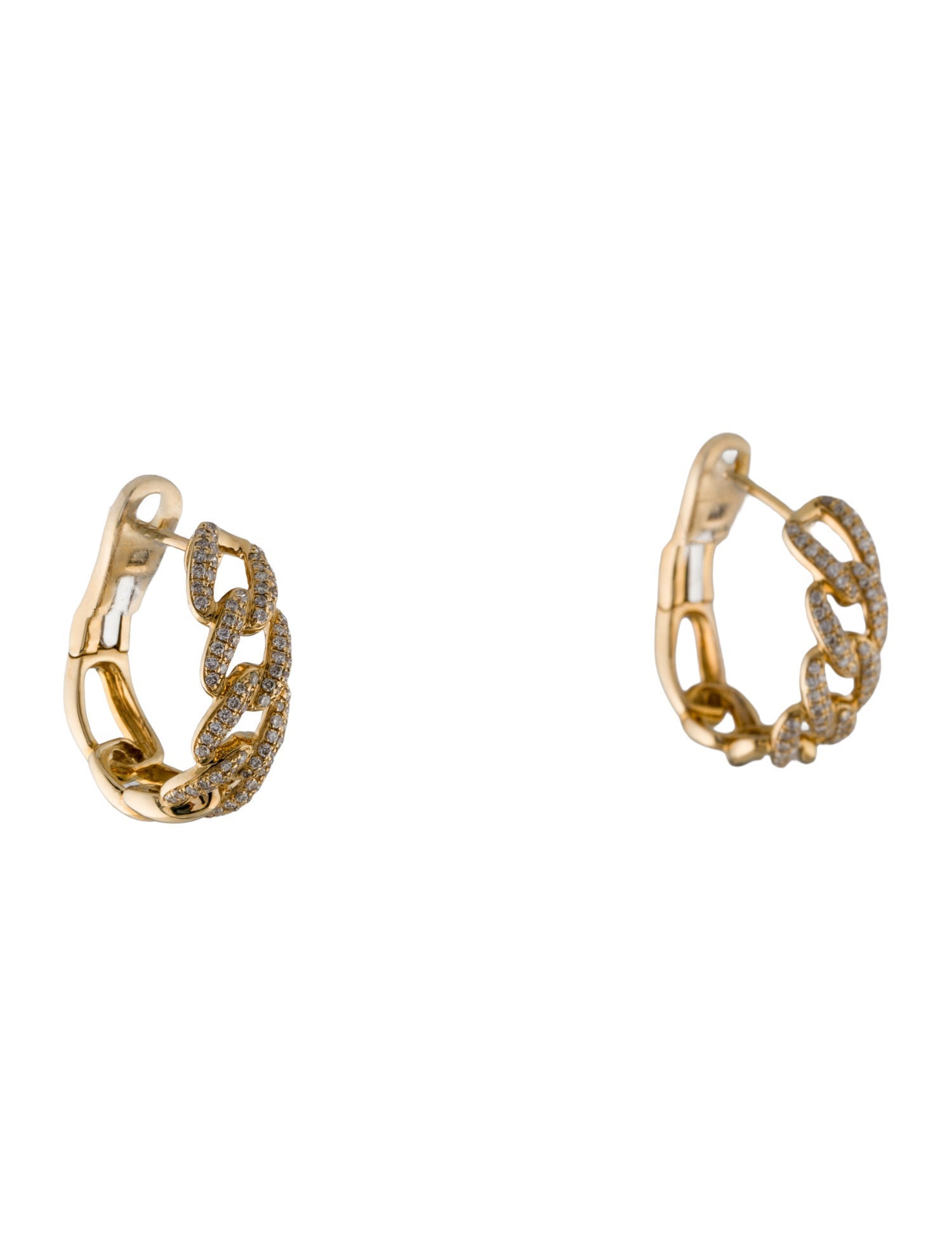 Earrings 14K Diamond Pavé Chain Link Hoop Earrings
