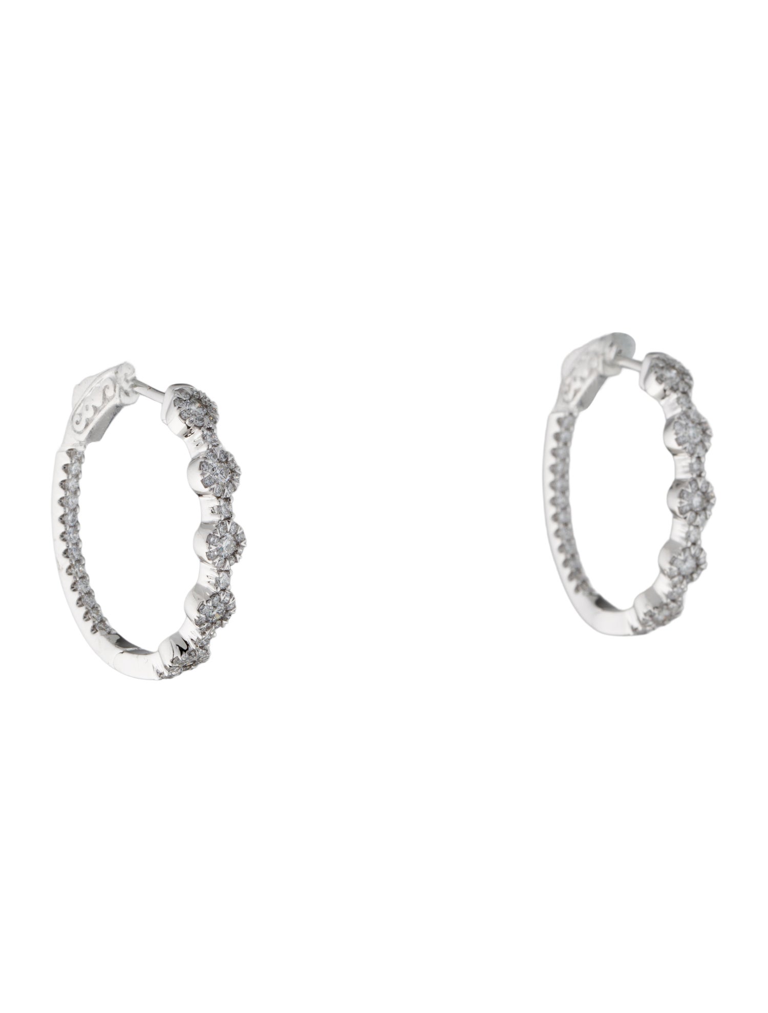 Earrings 14K 1.00ctw Diamond Pavé Station Hoop Earrings