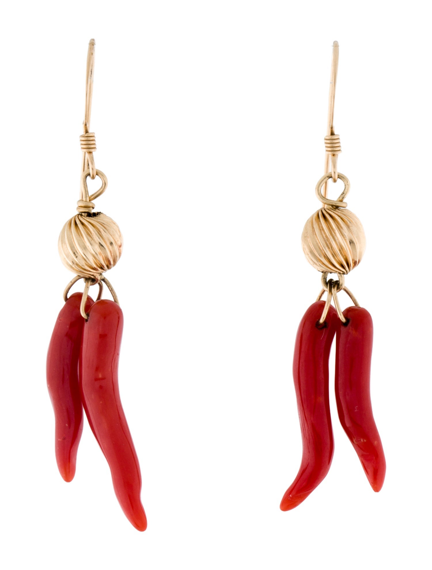 Earrings 14K Coral Drop Earrings