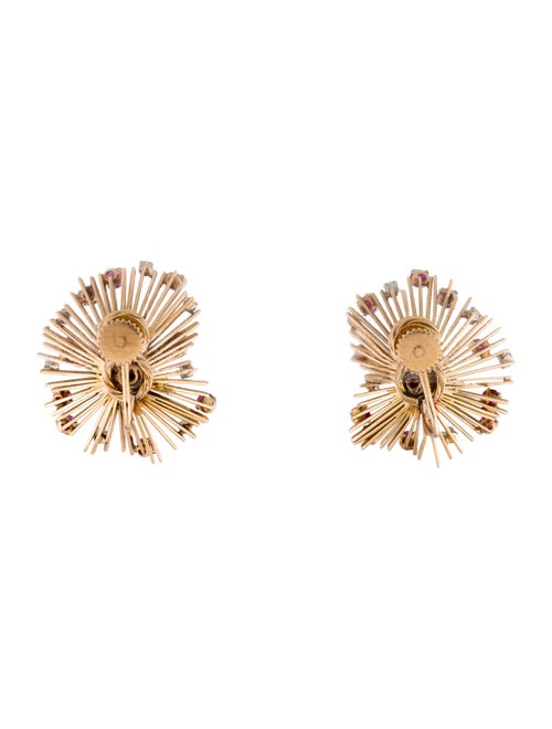 Earrings Retro 18K Ruby & Diamond Screw-Back Clip-on Earrings