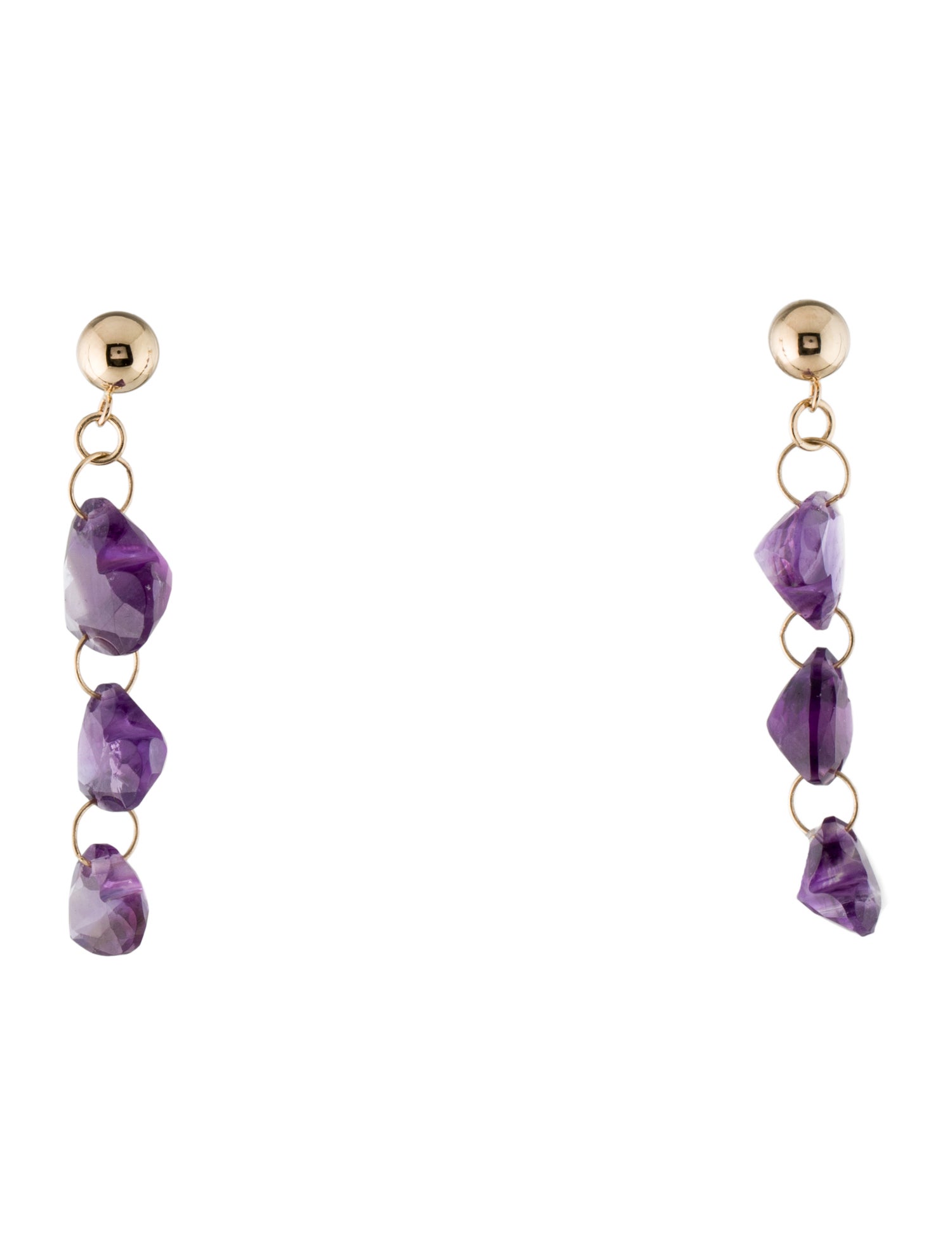 Earrings 14K Amethyst Heart Drop Earrings