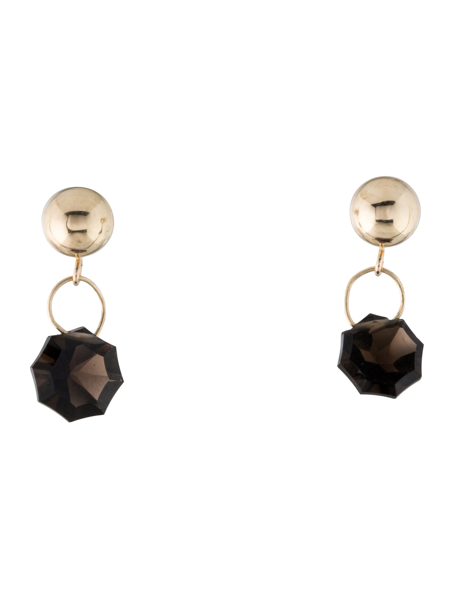Earrings 14K Smoky Quartz Bead Drop Earring