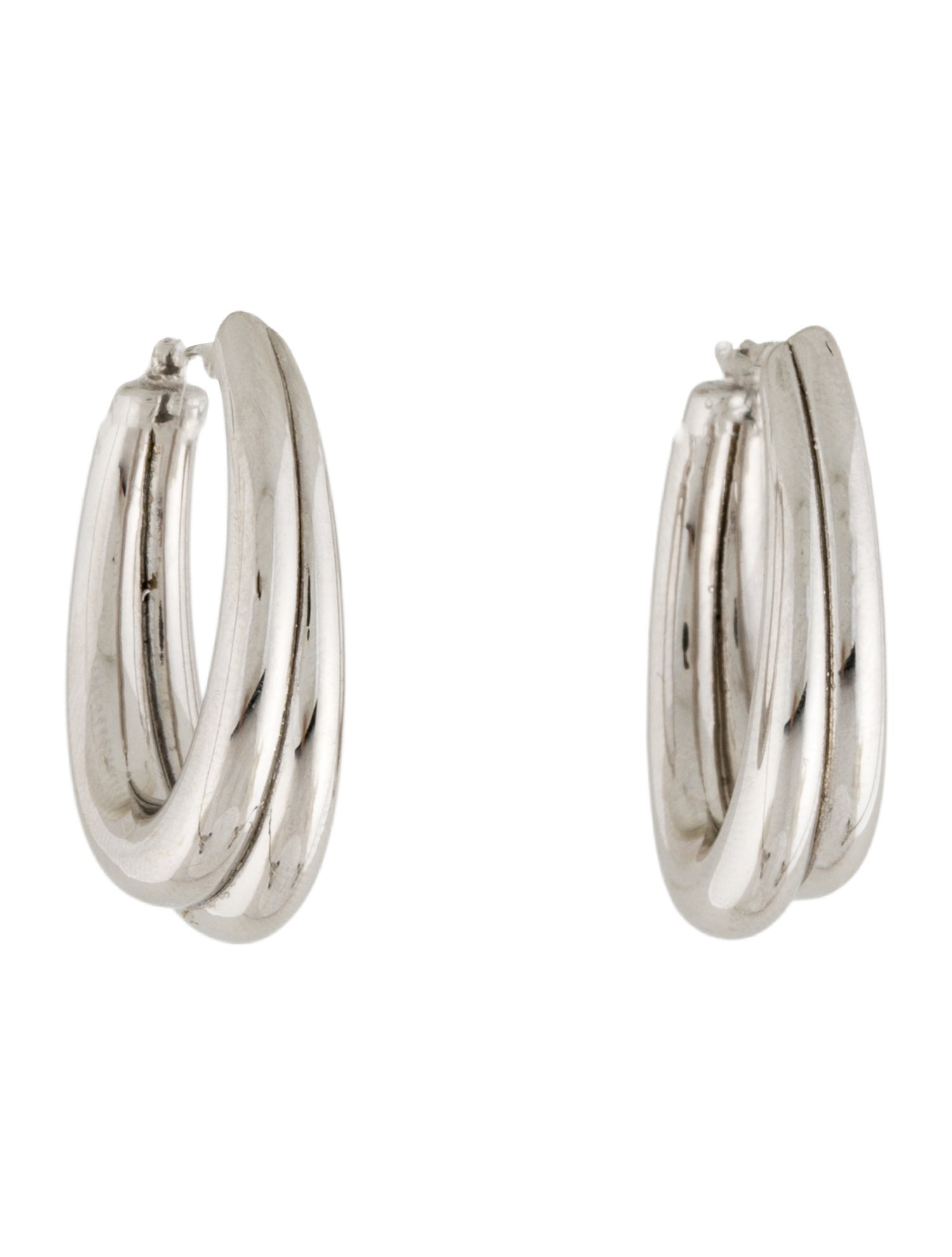 Earrings 14K Double Oval Hollow Hoop Earrings
