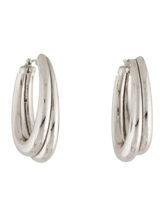Earrings 14K Double Oval Hollow Hoop Earrings