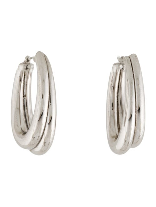 Earrings 14K Double Oval Hollow Hoop Earrings