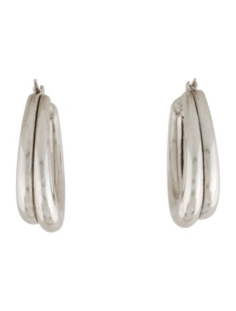 Earrings 14K Double Oval Hollow Hoop Earrings