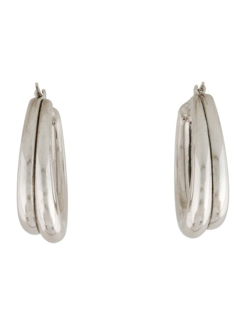 Earrings 14K Double Oval Hollow Hoop Earrings