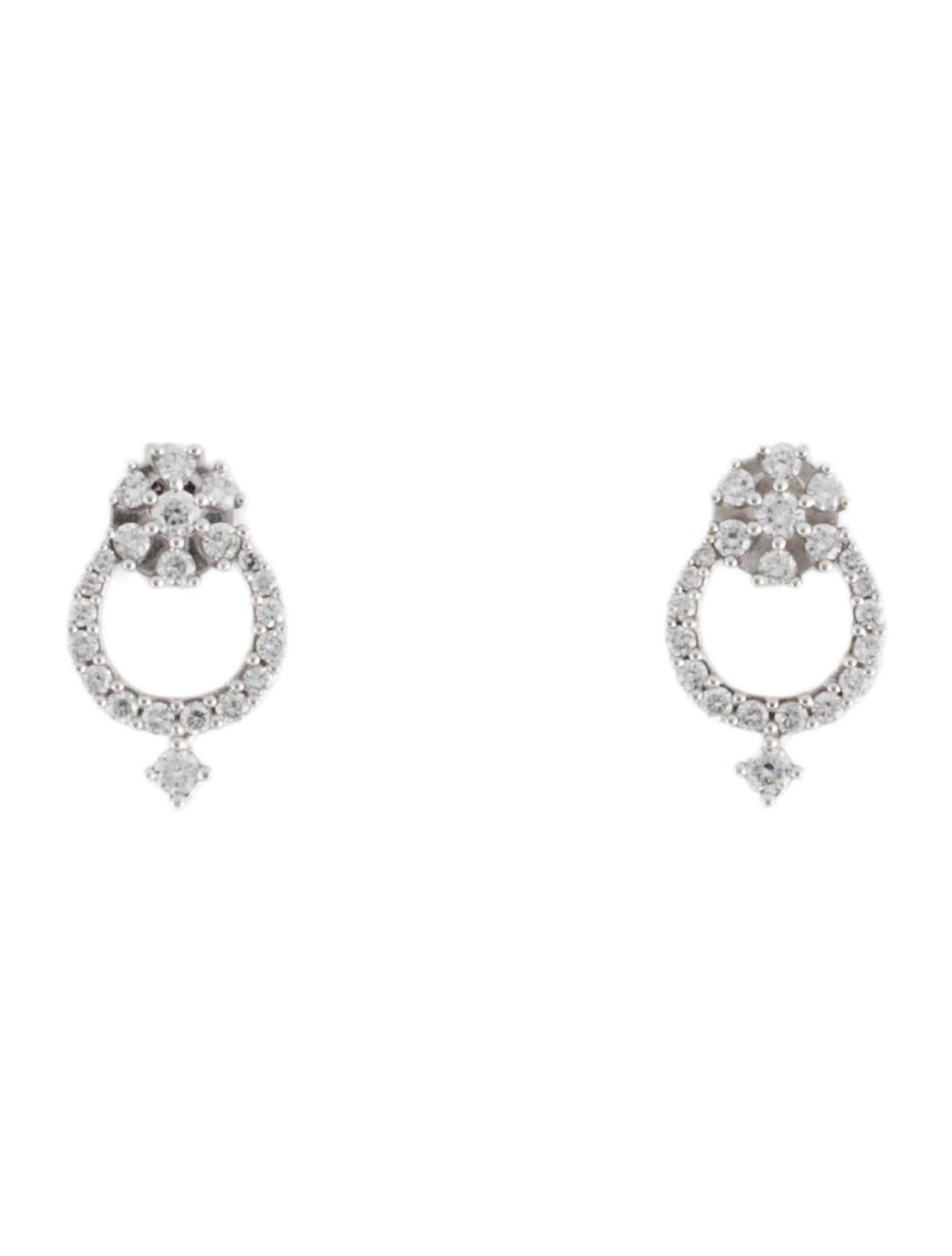 Earrings 14K Diamond Flower Drop