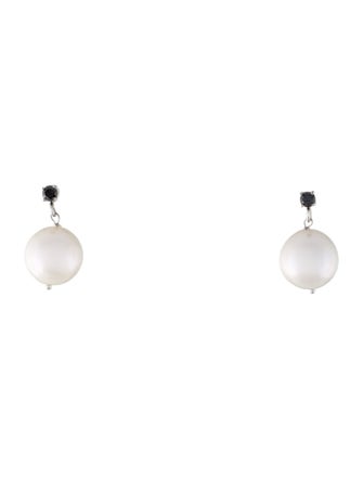 Earrings 18K Pearl & Diamond Drop Earrings