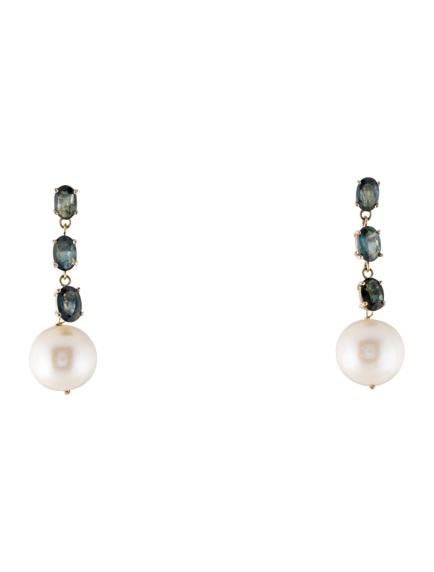 Earrings 14K Pearl & Sapphire Drop Earrings