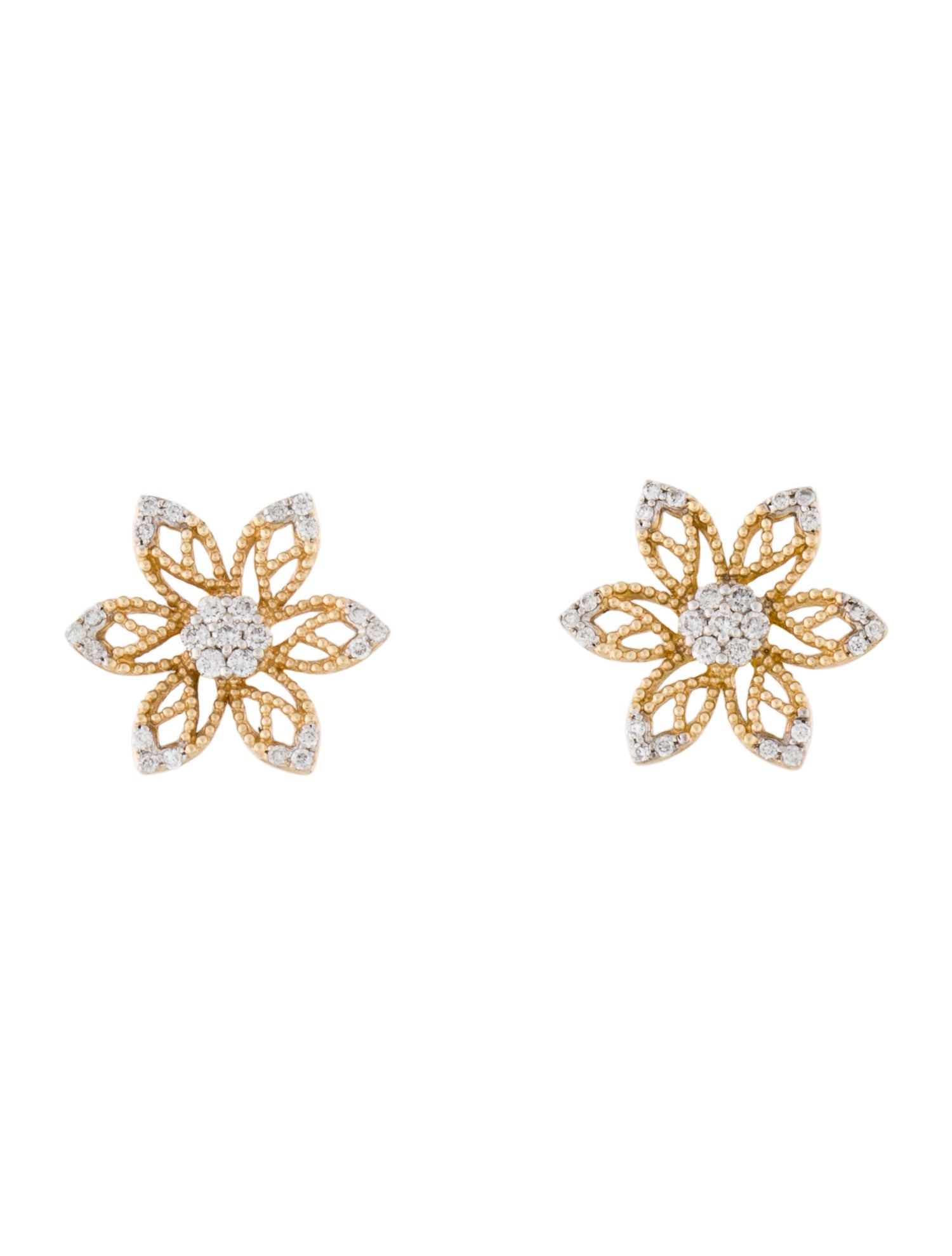 Earrings 14K Diamond Flower Stud Earrings