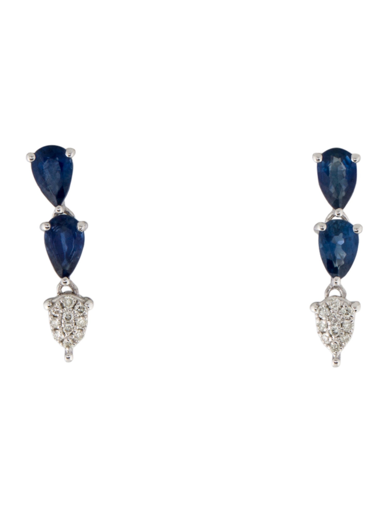Earrings 14K Sapphire & Diamond Drop Earrings