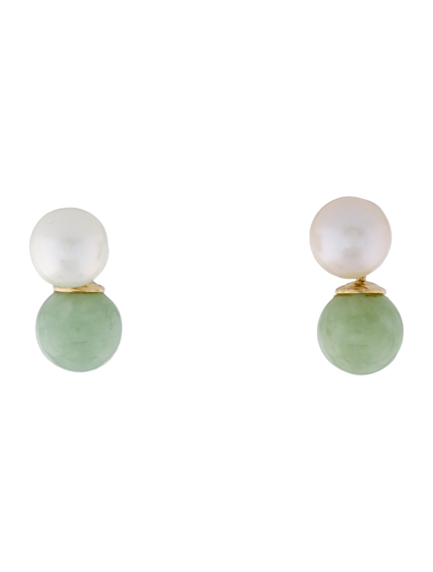 Earrings 14K Pearl & Jadeite Drop Earrings
