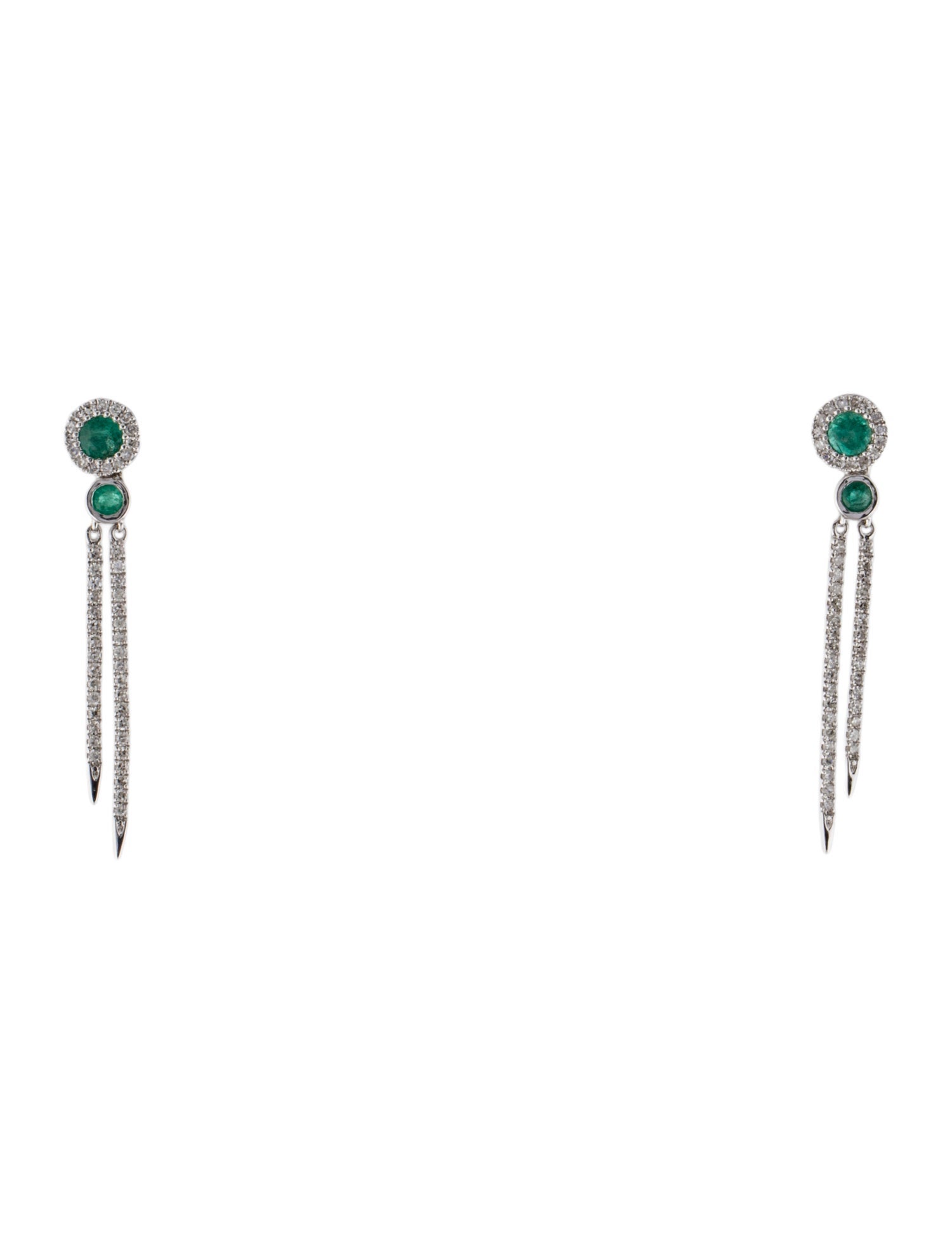 Earrings 14K Emerald & Diamond Drop Earrings