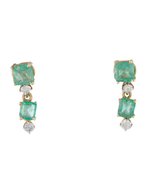 Earrings 14K 1.32ctw Emerald & Diamond Drop Earrings