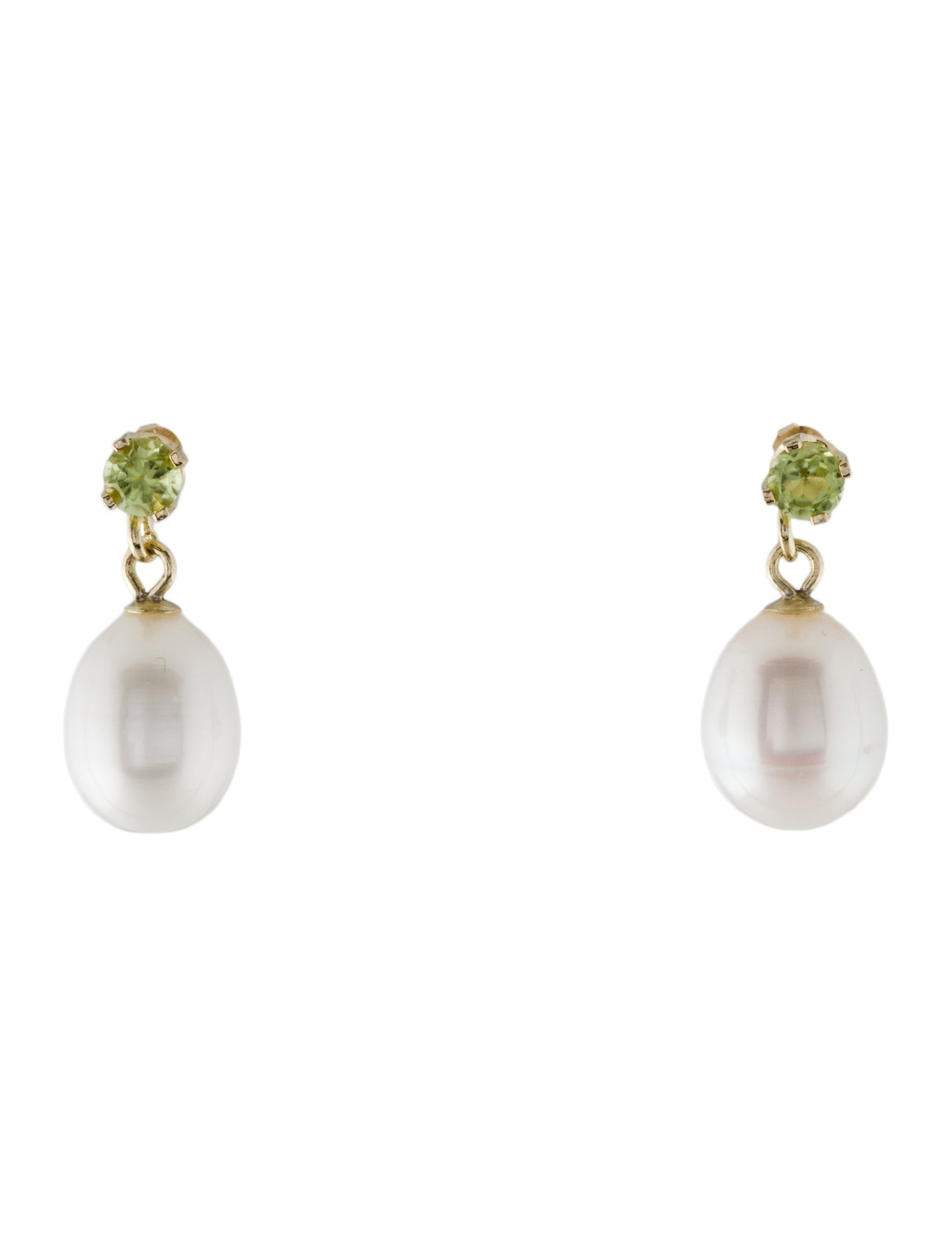 Earrings 14K Pearl & Peridot Drop Earrings