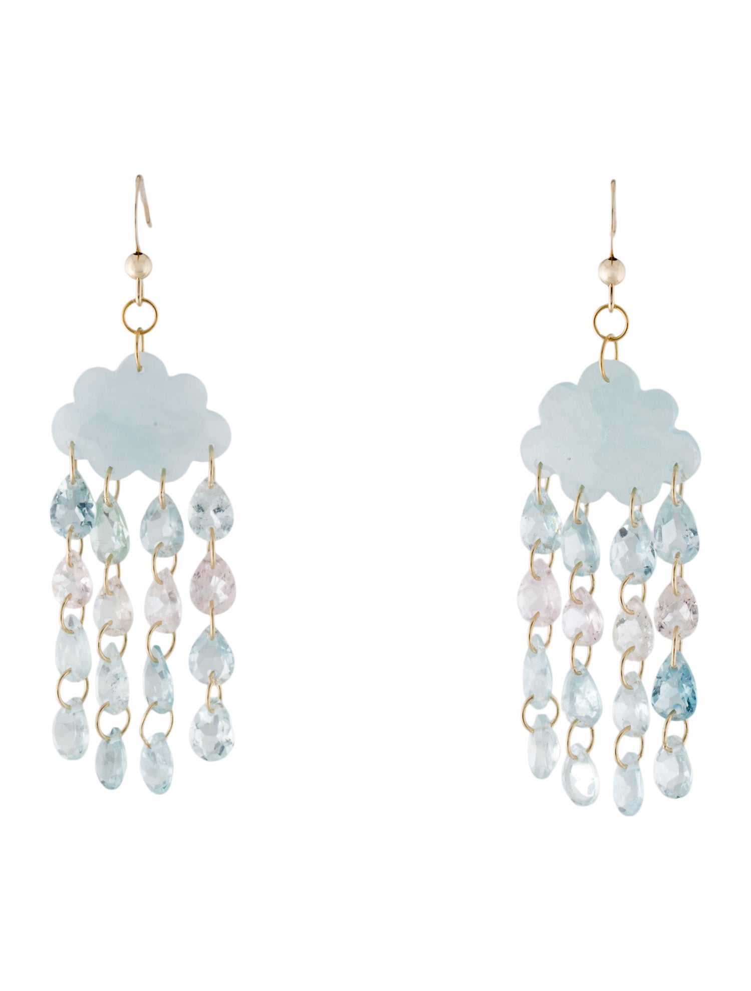Earrings 14K Aquamarine & Morganite Rain Cloud Drop Earrings